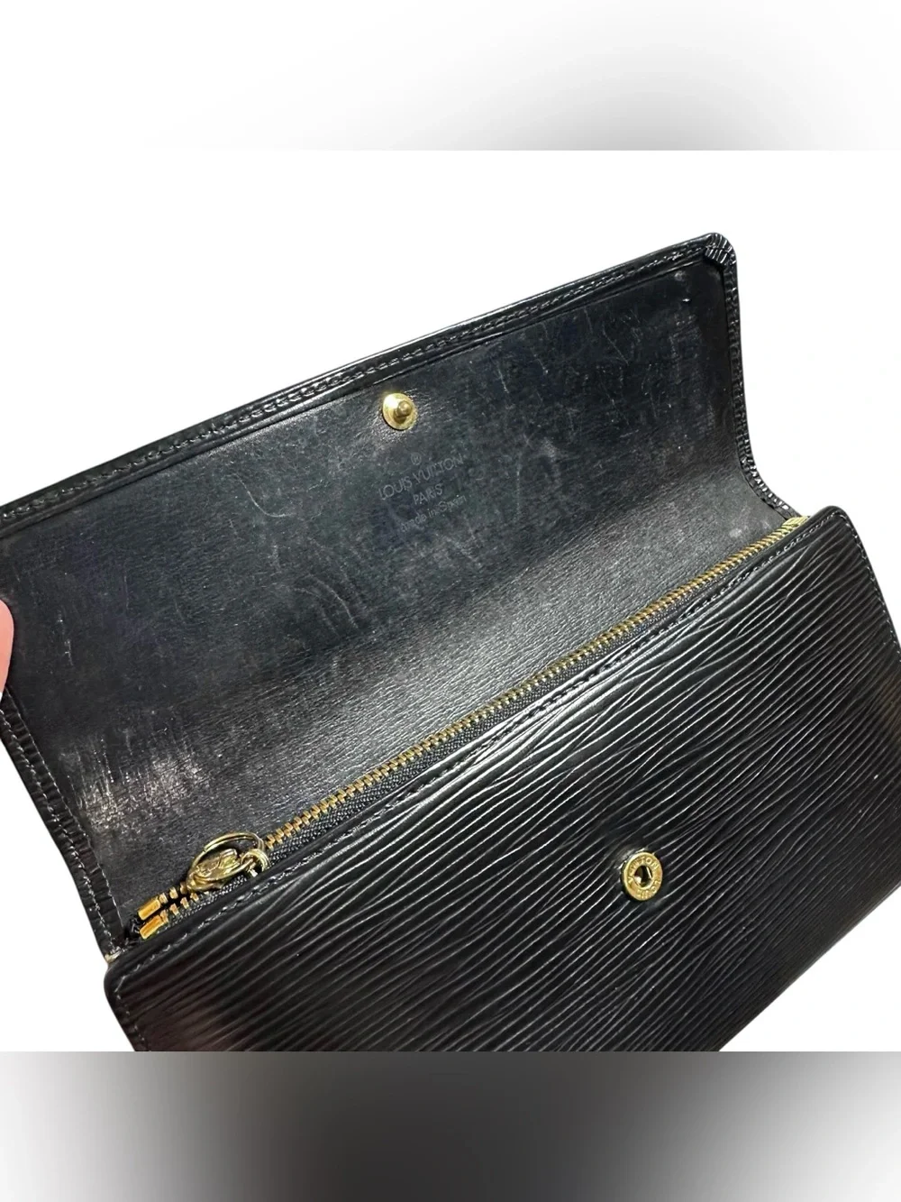 Louis Vuitton Black Epi Leather Sarah Wallet on Chain